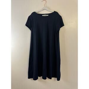 Susana Monaco Crew Black Cap Sleeve Comfort Chic Breathable T-Shirt Dress Large